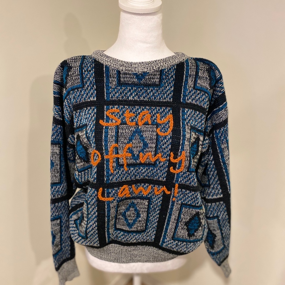 “Grumpy Grandpa” Sweater - Upcycled 80's Vintage  — Unisex / One-of-a-Kind